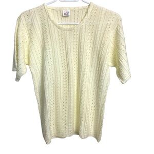 Egyptian NWOT Acrylic Sweater, Ivory, Short Sleeve, Loose Cable Knit,Light